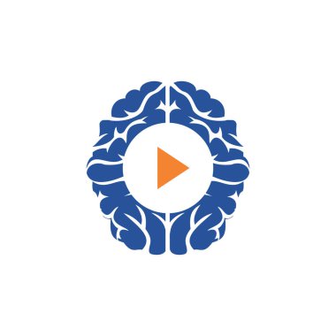 Beyin medyası oynatıcı vektör logosu tasarımı. Akıl oyunu logo şablonu tasarımı.