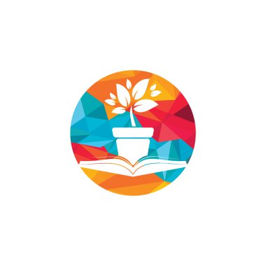 Eko kitap vektör logosu tasarımı. Kitap ve saksı simgesi logosu.