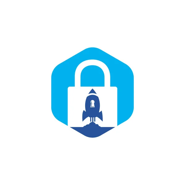 Hangslotraket Vector Logo Ontwerp Veiligheidsraket Logo Concept — Stockvector