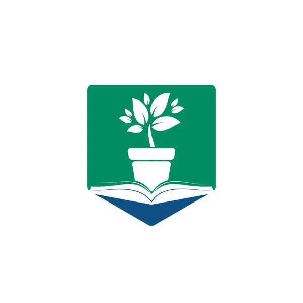 Projekt Logo Wektora Książki Ekologicznej Logo Ikony Książki Doniczki — Wektor stockowy
