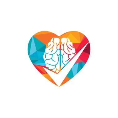 Beyin kontrol vektör logosu tasarımı. Beyin ve kene simgesi logosu.