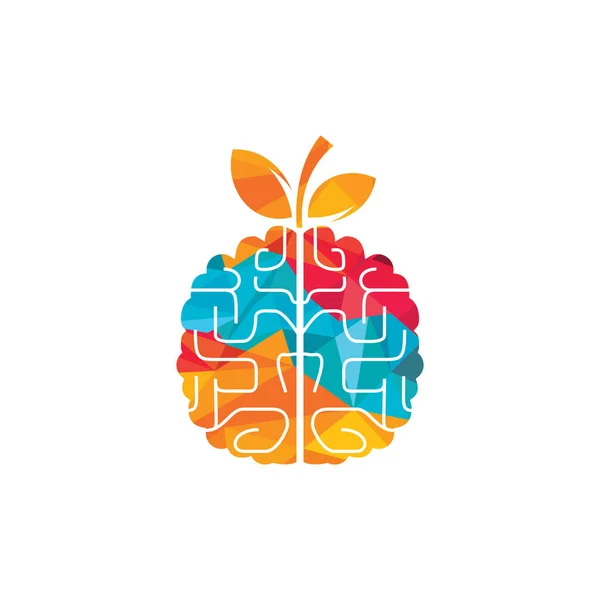 Conception Logo Vecteur Cérébral Orange Logo Cerveau Style Fruit — Image vectorielle