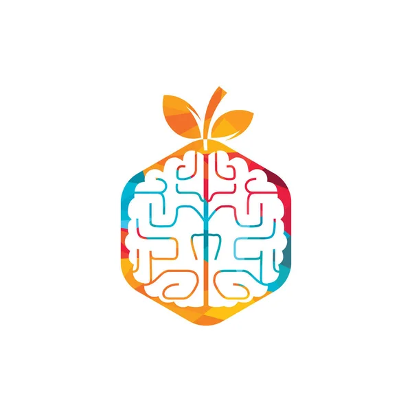 Conception Logo Vecteur Cérébral Orange Logo Cerveau Style Fruit — Image vectorielle