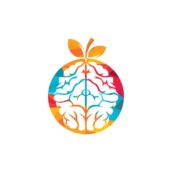 Оранжевый Вектор Мозга Дизайн Логотипа Логотип Мозга Фруктового Стиля — стоковый вектор