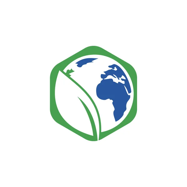 叶绿叶矢量标志的设计 全球性和自然的有机标志设计模板 — 图库矢量图片