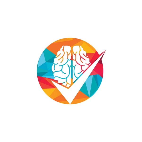 脳チェックベクトルロゴデザイン 脳とダニのアイコンのロゴ — ストックベクタ