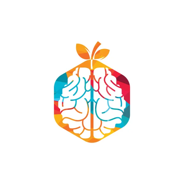 Orange Brain Vector Logo Design Logo Fruit Style Brain — Stock Vector