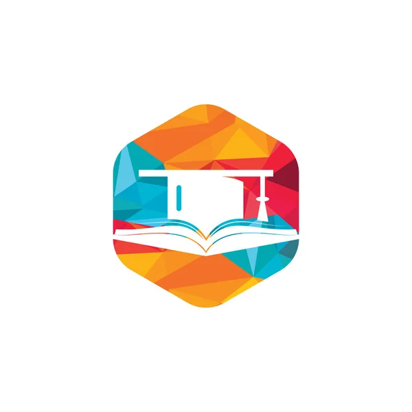Sombrero Graduación Plantilla Logotipo Vector Libro Educación Logo Concepto — Vector de stock