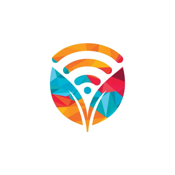 Blad Natuur Wifi Vector Logo Ontwerp — Stockvector