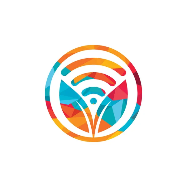 Blad Natuur Wifi Vector Logo Ontwerp — Stockvector