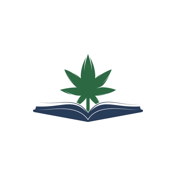 Modèle Logo Livre Symbole Marijuana Convient Pour Enseignement Médical — Image vectorielle