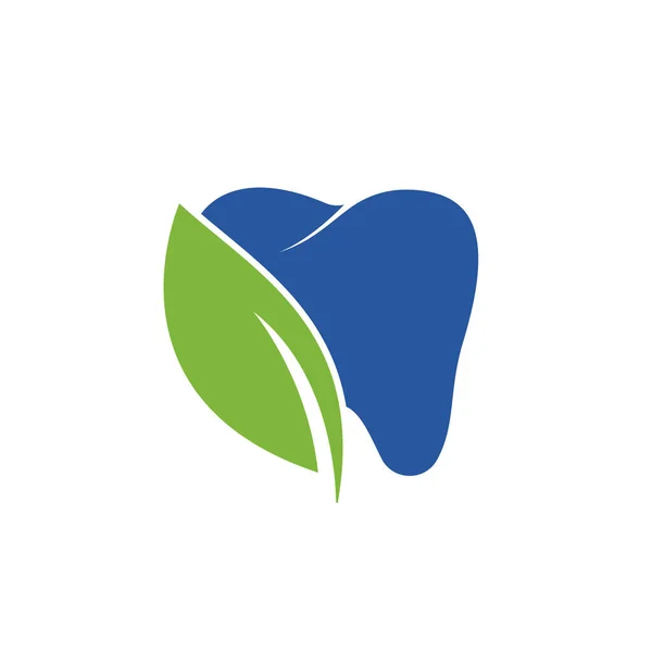 Nature Modèle Logo Dentaire Design Logo Icône Dent Feuille — Image vectorielle