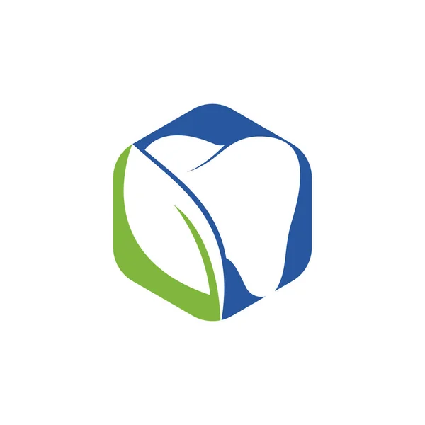 Nature Modèle Logo Dentaire Design Logo Icône Dent Feuille — Image vectorielle