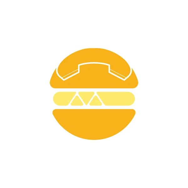Design Logotipo Chamada Alimentos Conceito Logotipo Entrega Hambúrguer Hambúrguer Ícone — Vetor de Stock