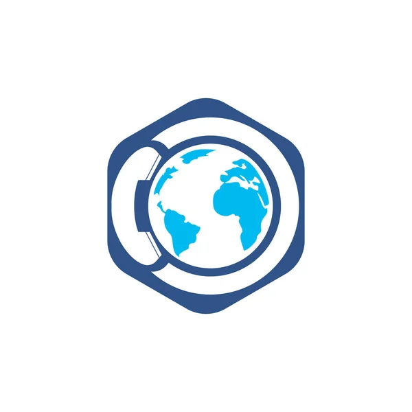 Globe Ikonou Vektorového Loga Sluchátka Návrh Šablony Loga Mezinárodního Volacího — Stockový vektor