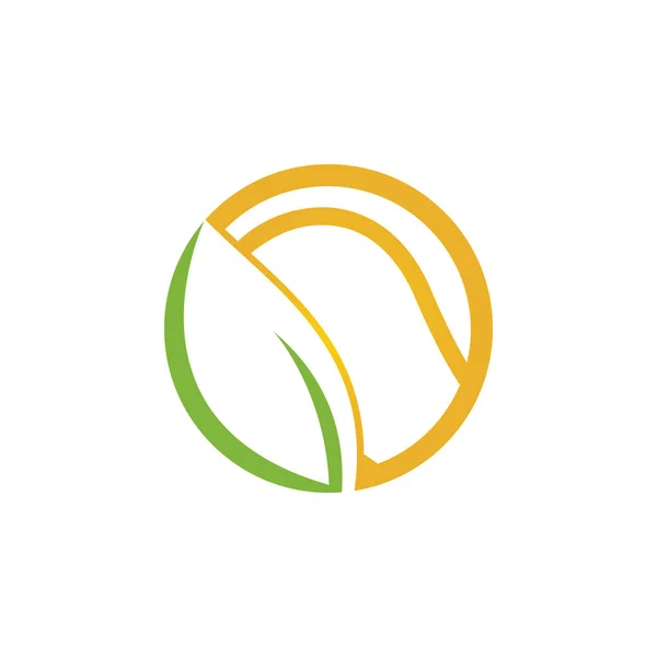 Progettazione Del Logo Vettoriale Della Foglia Tennis Gioco Eco Simbolo — Vettoriale Stock