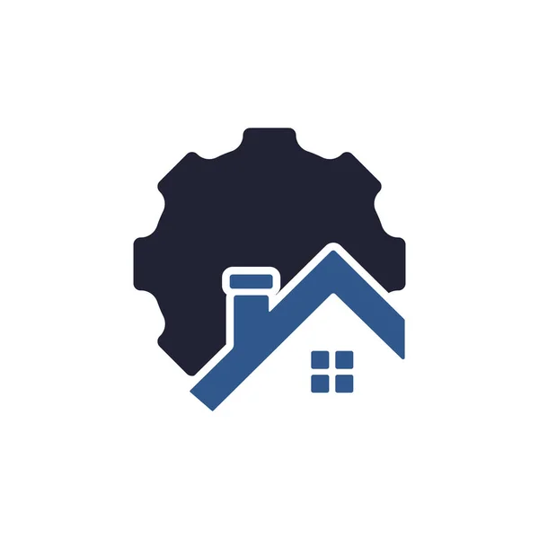 Gear House Vektor Logo Design Gear Home Technology Logo Design — Stockvektor