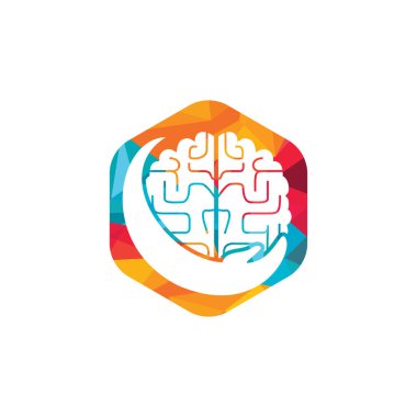 Beyin bakımı vektör logosu tasarımı. Akıllı bakım logosu tasarım kavramı.