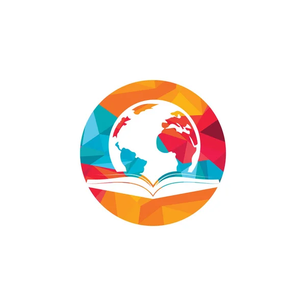 Kitap dünyası vektör logosu şablonu. Küresel kitap eğitimi tasarım logo şablonu.