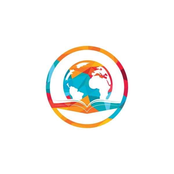 Boek Wereld Vector Logo Template Wereldwijd Logo Voor Boekonderwijs Ontwerp — Stockvector