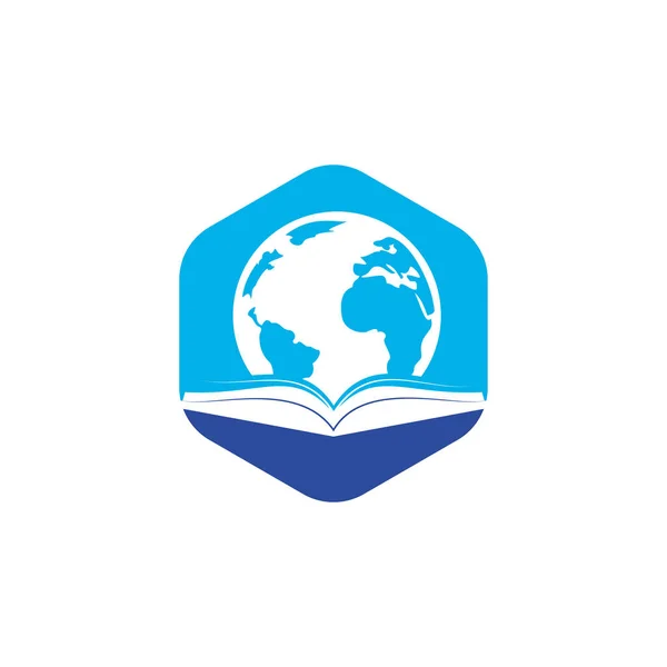 Libro Mundo Vector Logotipo Plantilla Plantilla Logo Diseño Educativo Global — Vector de stock