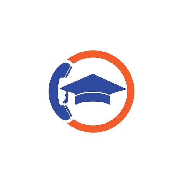 教育呼叫向量标志设计模板 毕业帽和手机图标标志 — 图库矢量图片
