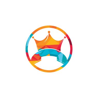 King 'den vektör logosu tasarımı. El seti ve taç simgesi tasarımı.