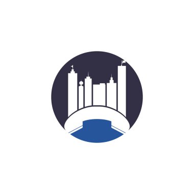 Şehir Çağrısı vektör logo tasarım şablonu. Telefon Şehri logosu tasarım kavramı