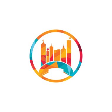 Şehir Çağrısı vektör logo tasarım şablonu. Telefon Şehri logosu tasarım kavramı