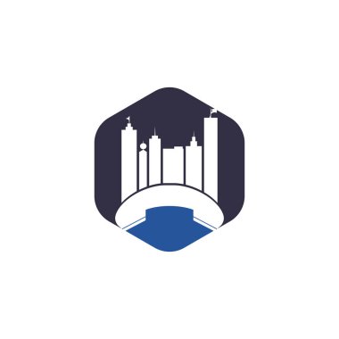 Şehir Çağrısı vektör logo tasarım şablonu. Telefon Şehri logosu tasarım kavramı