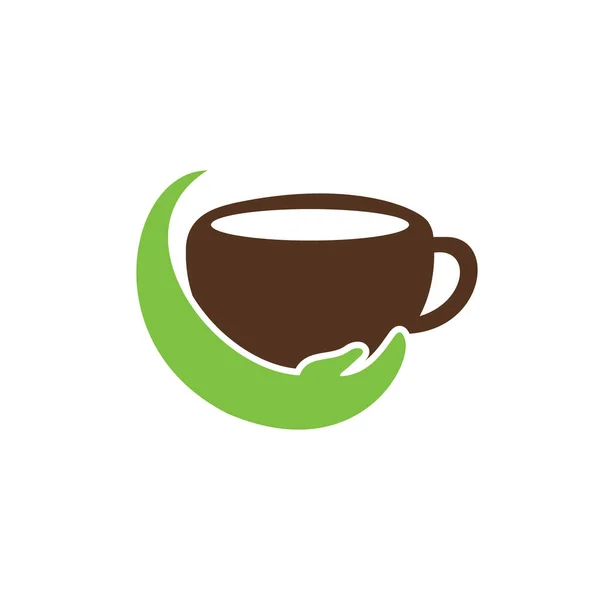 Kaffeepflege Vektor Logo Design Design Von Kaffeetassen Und Handsymbolen — Stockvektor