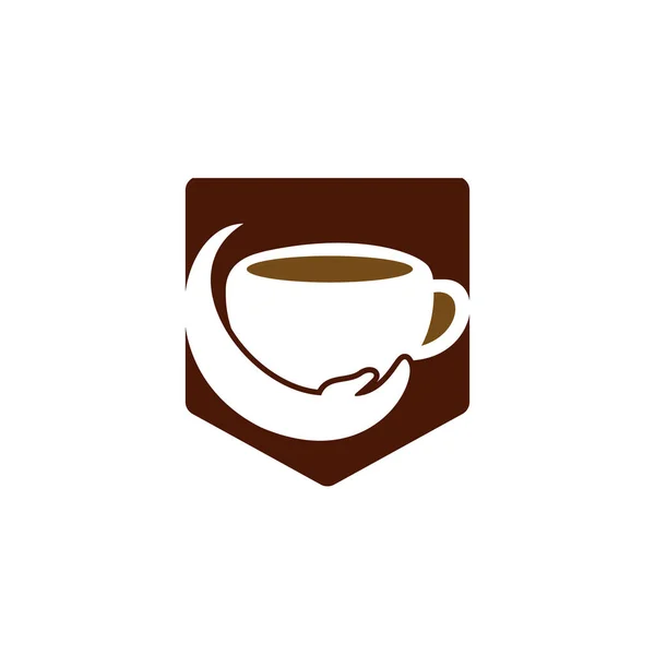 Kaffeepflege Vektor Logo Design Design Von Kaffeetassen Und Handsymbolen — Stockvektor