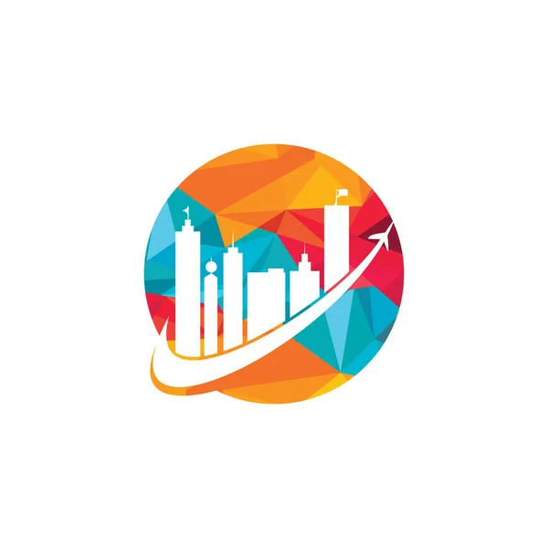 City Travel Vector Logo Ontwerp Reizen Stad Logo Icoon Ontwerp — Stockvector