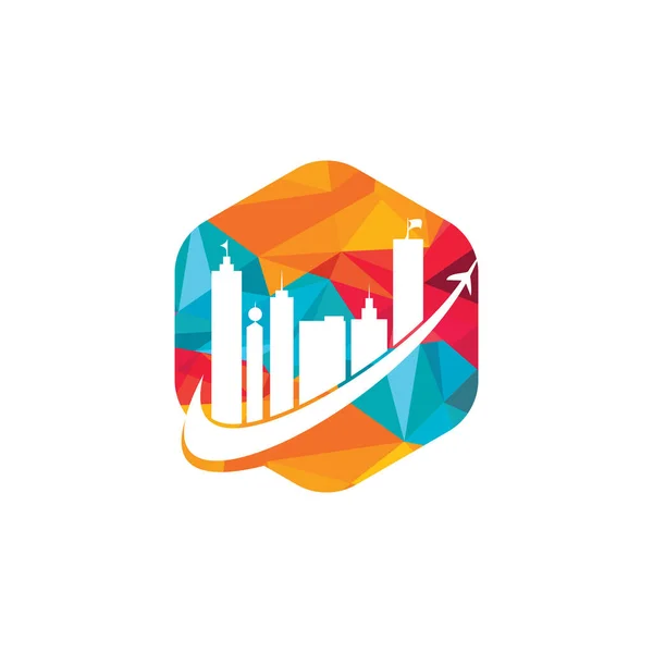 City Travel Vector Logo Ontwerp Reizen Stad Logo Icoon Ontwerp — Stockvector