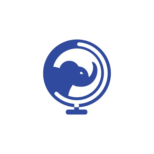 Elefantenplaneten Vektor Logo Design Elefant Und Das Design Der Globus — Stockvektor