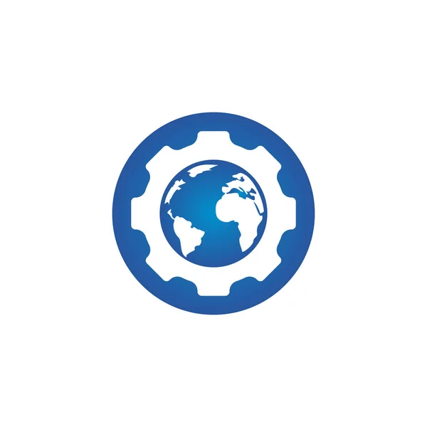 Gear Global Vector Logo Design Gear Planet Icon Logo Design — Stockový vektor