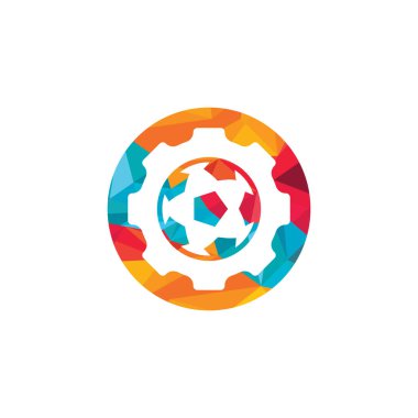 Futbol Gear vektör logosu tasarım şablonu. Eşsiz futbol ve endüstriyel logot tasarım şablonu.