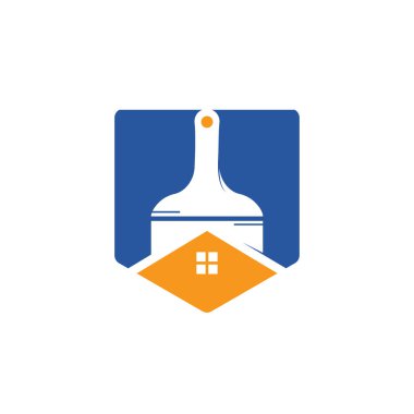 Yaratıcı ev boyası vektör logosu tasarım şablonu. Gayrimenkul ve boya fırçası sembolü veya simgesi.