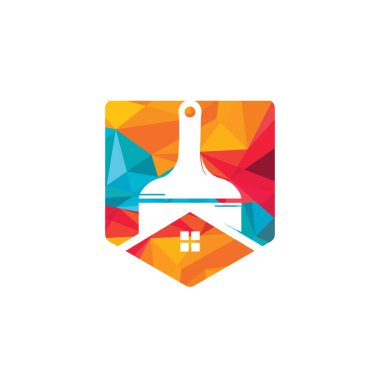 Yaratıcı ev boyası vektör logosu tasarım şablonu. Gayrimenkul ve boya fırçası sembolü veya simgesi.