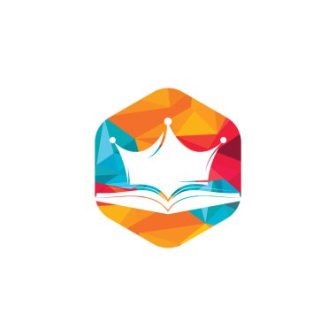 King Book vektör logo şablonu tasarımı. Vektör defteri ve taç logosu kavramı.