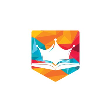King Book vektör logo şablonu tasarımı. Vektör defteri ve taç logosu kavramı.