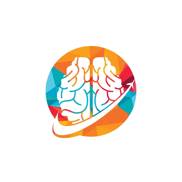 Akıllı Seyahat Vektör Logosu Tasarımı Beyin Yolculuğu Simgesi Tasarımı — Stok Vektör