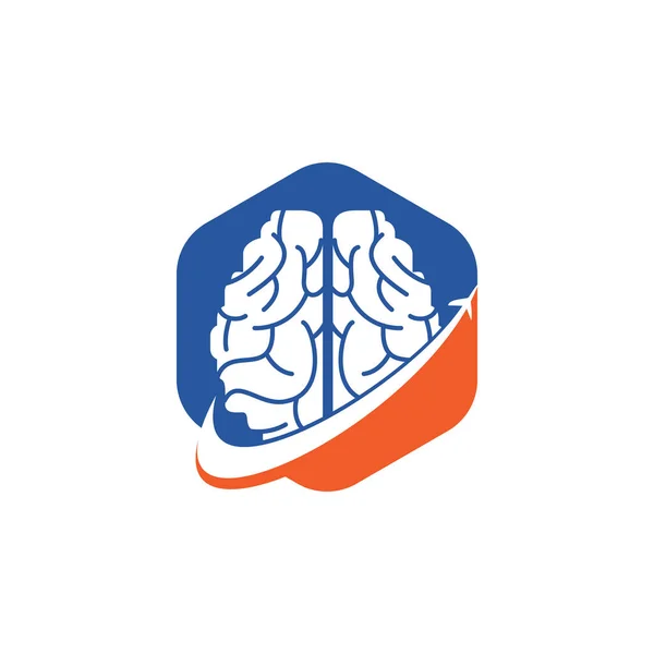 Smart Travel Vector Logo Design Brain Travel Logo Icon Design — Stock Vector