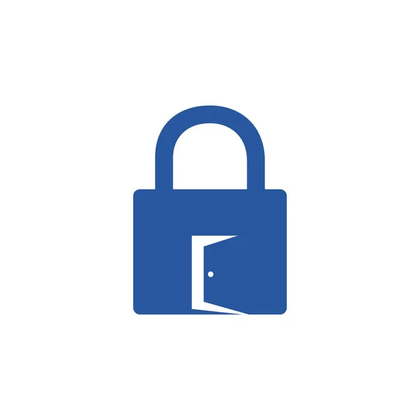 Padlock Και Λογότυπο Πόρτα Εισόδου Εικονίδιο Σχεδιασμός Λογότυπου Θέσης Ασφαλείας — Διανυσματικό Αρχείο