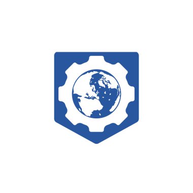 Vites küresel vektör logosu tasarımı. Gezegen simgesi logo tasarım elementi.