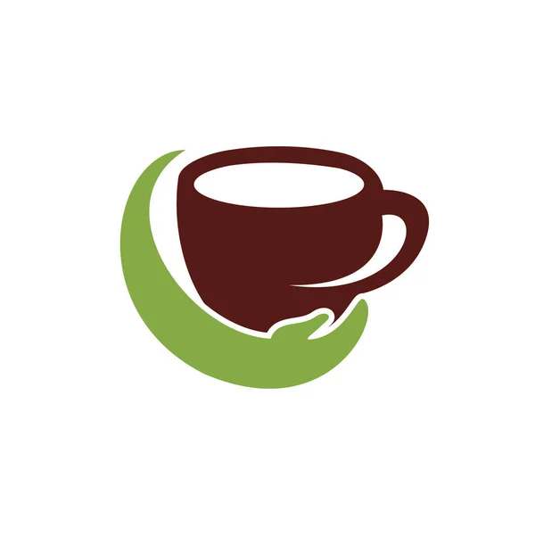 Kaffeepflege Vektor Logo Design Design Von Kaffeetassen Und Handsymbolen — Stockvektor