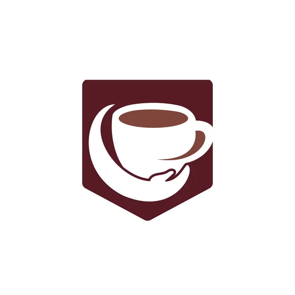 Kaffeepflege Vektor Logo Design Design Von Kaffeetassen Und Handsymbolen — Stockvektor