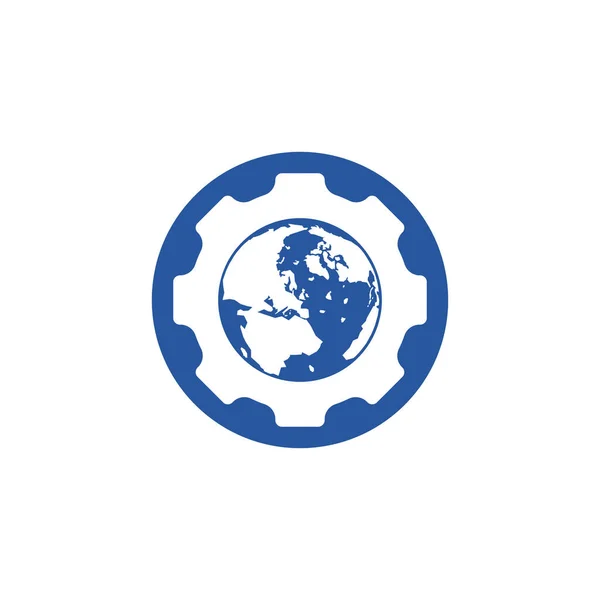 Gear Global Vector Logo Ontwerp Versnellingspook Planeet Pictogram Logo Design — Stockvector