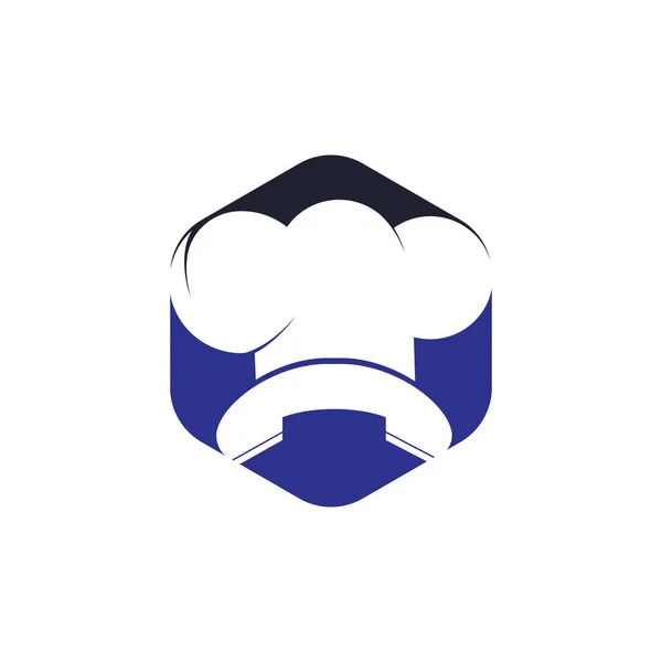 Teléfono Chef Vector Logotipo Diseño Diseño Iconos Auriculares Sombrero Chef — Vector de stock