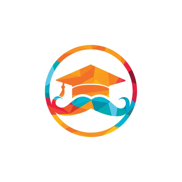 Güçlü Eğitim Logosu Tasarım Şablonu Bıyık Simgesi Tasarımlı Şapka Mezuniyeti — Stok Vektör
